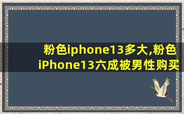 粉色iphone13多大,粉色iPhone13六成被男性购买